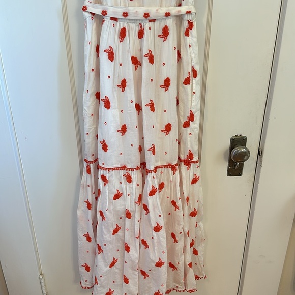 Anthropologie Esme Embroidery Maxi Dress | White + Red | Size Medium - Picture 11 of 13